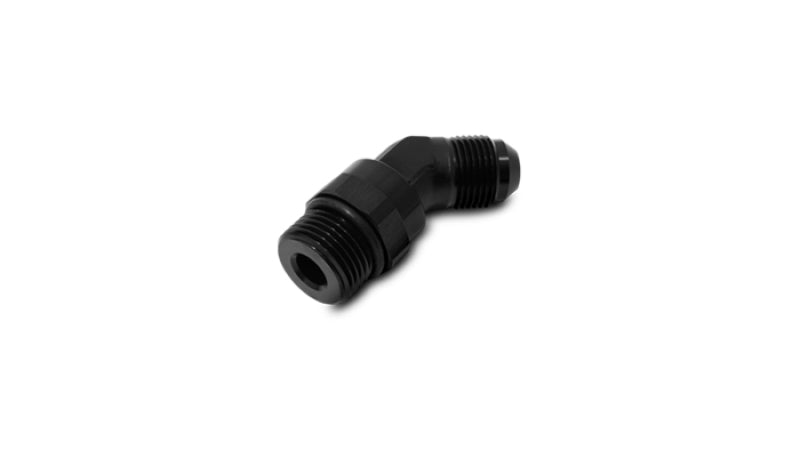 Vibrant -8AN Male to Male -8AN Straight Cut 45 Degree Adapter Fitting - Anodized Black