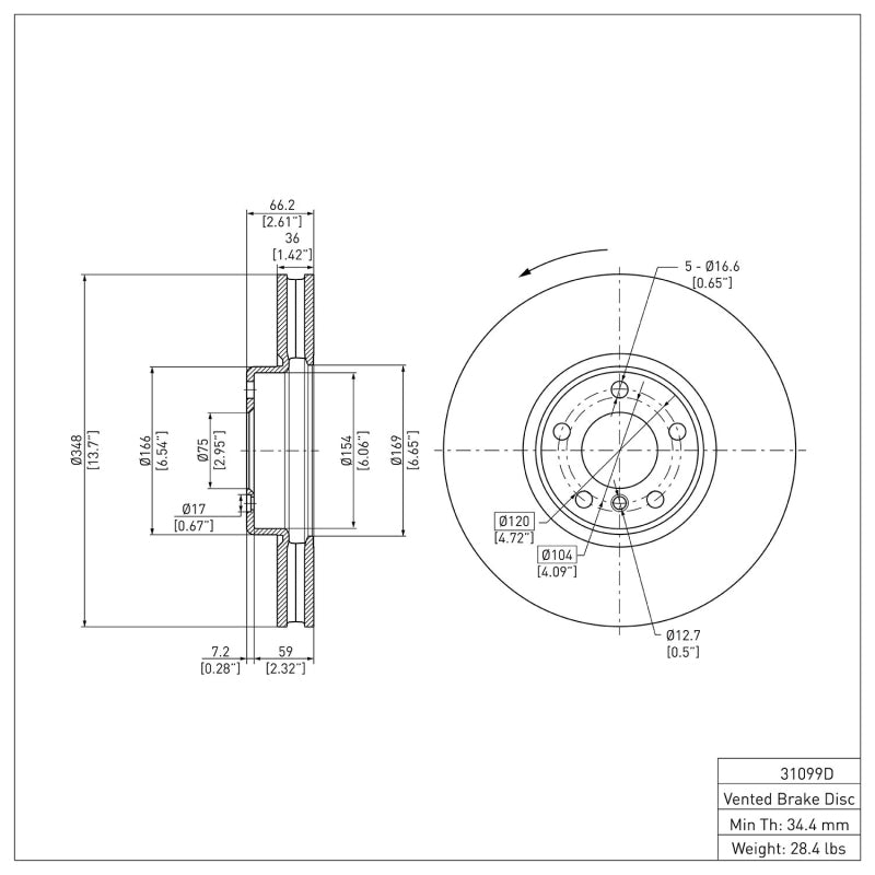 R1 10-18 BMW 740LI xDrive Left Front Brake Rotor