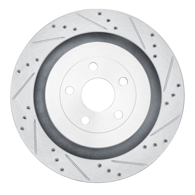 R1 2019-2024 Ford Edge Rear Right Drilled & Slotted Silver Brake Rotor