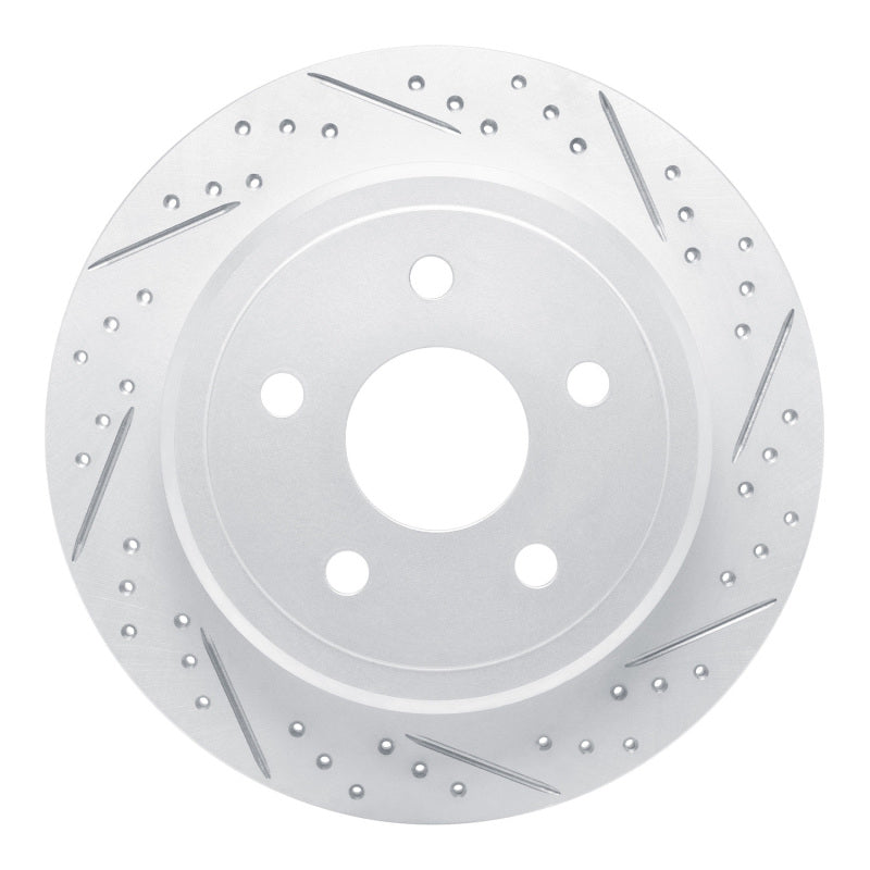 R1 05-10 Jeep Grand Cherokee Rear Right Drilled & Slotted Geo-Carbon Rotor