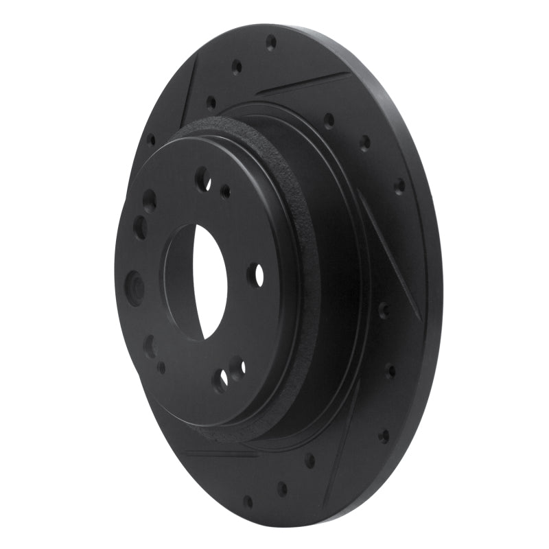 R1 02-04 Acura RL Rear Left Drilled & Slotted Black Brake Rotor