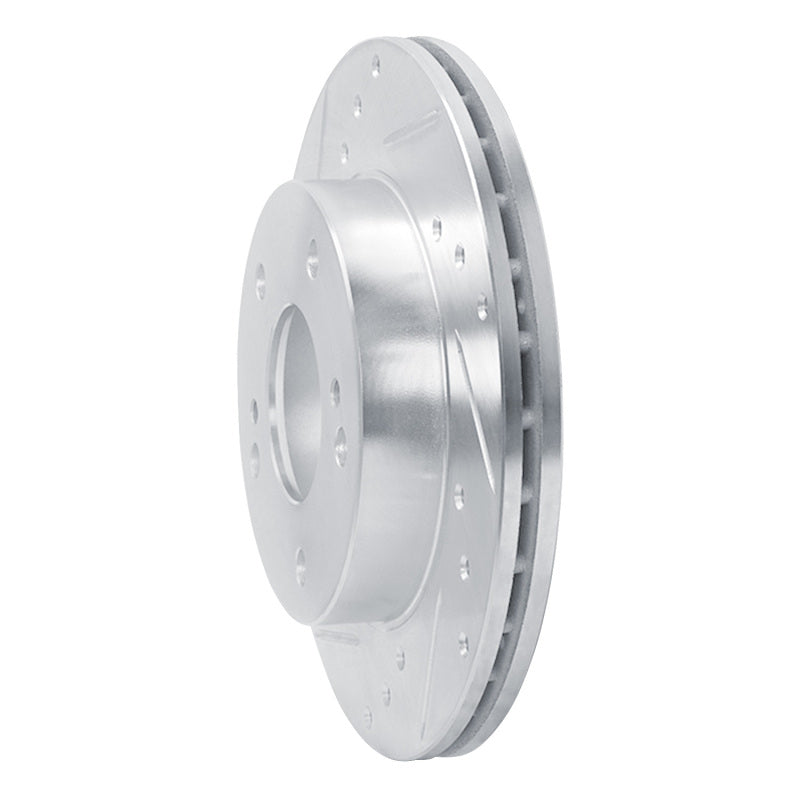 R1 94-96 Nissan 240SX Front Left Drilled & Slotted Silver Brake Rotor