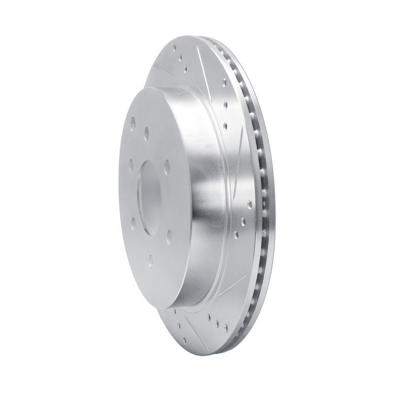 R1 10-24 Infiniti QX80 Rear Right Drilled & Slotted Silver Brake Rotor