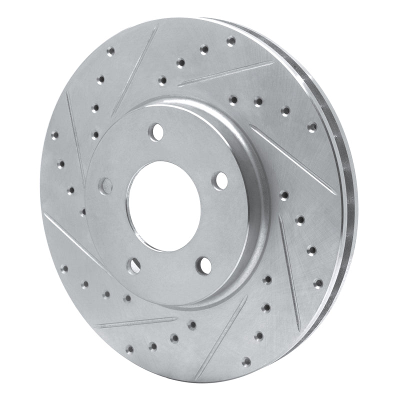 R1 97-03 Jaguar XJ8 Front Left Drilled & Slotted Silver Brake Rotor