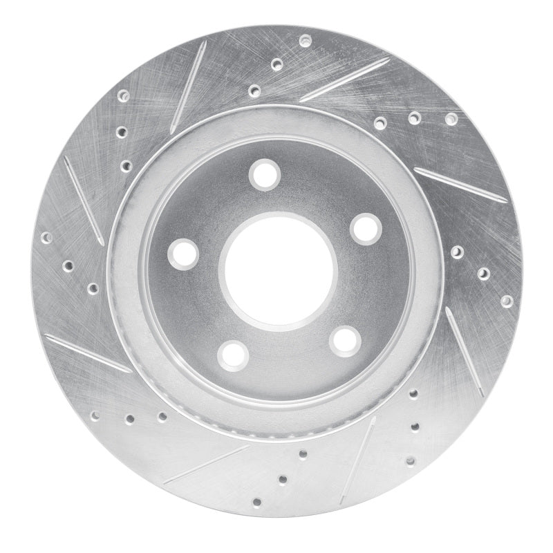 R1 08-12 Jeep J8 Front Right Drilled & Slotted Silver Brake Rotor