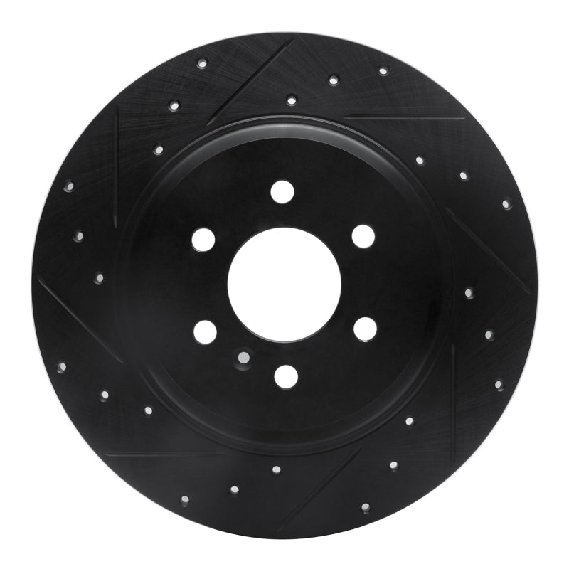 R1 11-15 VPG MV-1 Rear Left Drilled & Slotted Black Brake Rotor