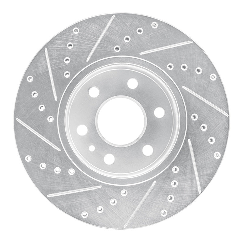 R1 15-20 Chevrolet Colorado Front Right Drilled & Slotted Silver Brake Rotor