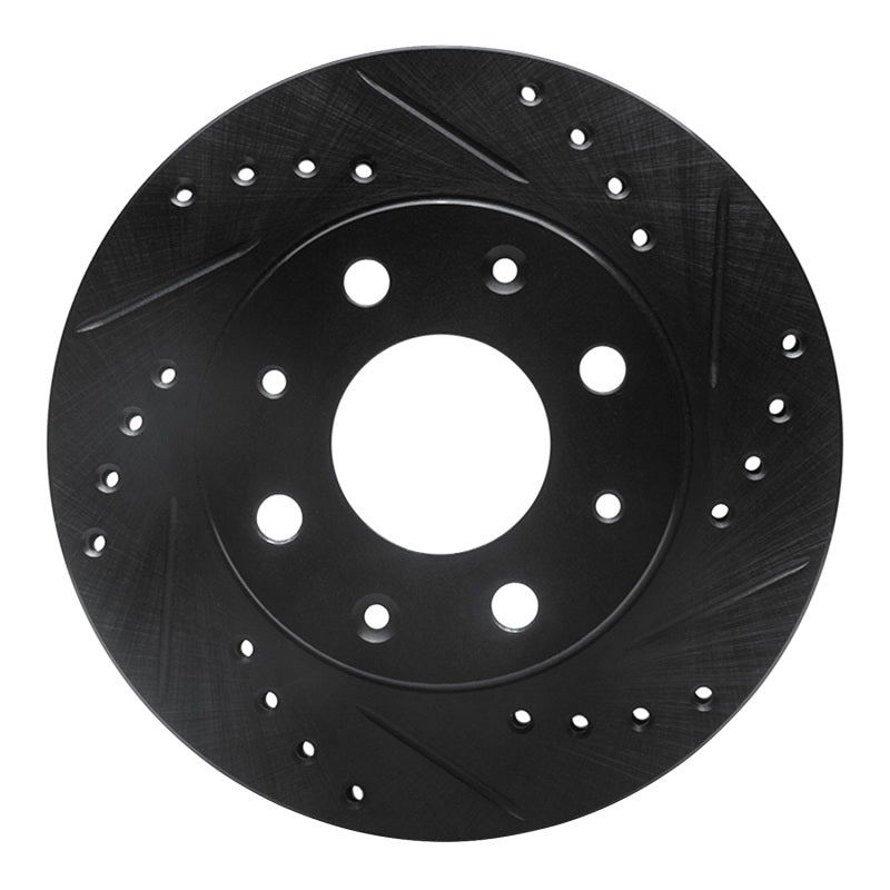 R1 84-06 Honda CRX Front Right Drilled & Slotted Black Brake Rotor