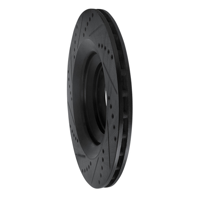 R1 05-11 Audi A6 Quattro Rear Right Drilled & Slotted Black Brake Rotor