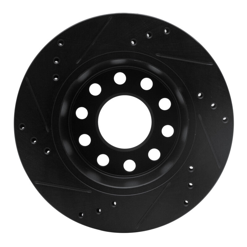 R1 90-97 Audi S4 Rear Right Drilled & Slotted Black Brake Rotor