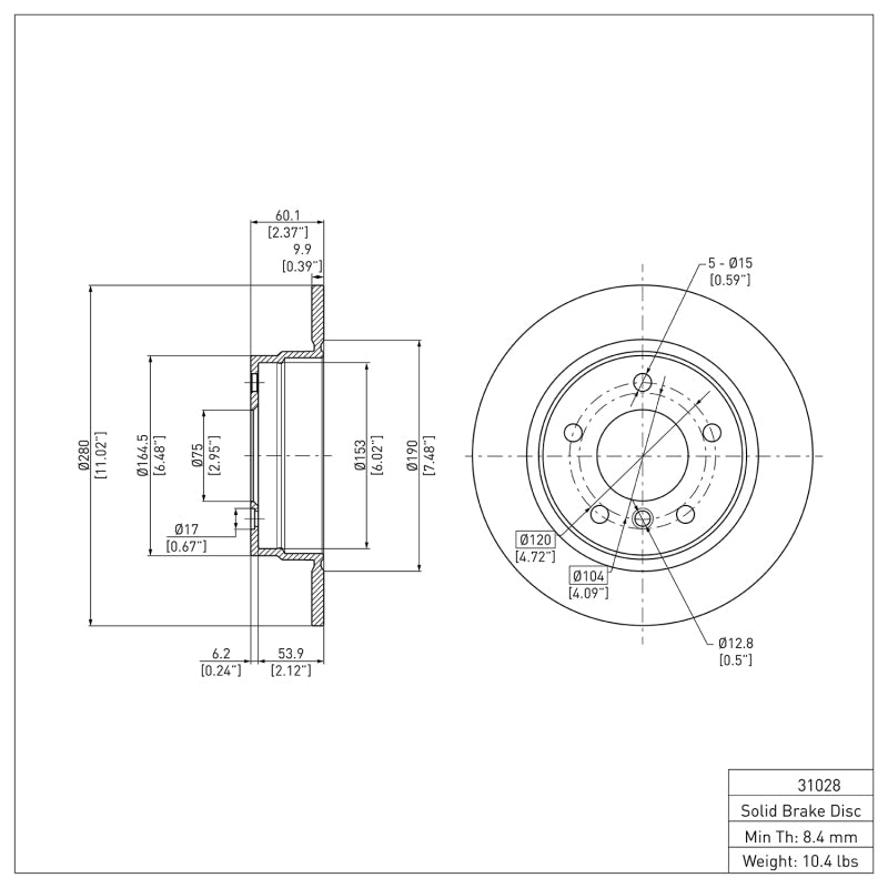 R1 91-99 BMW 325I (USA/Canada) Rear Brake Rotor