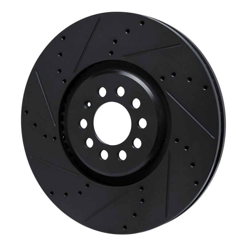 R1 04-06 Audi TT Quattro Left Front Drilled & Slotted Black Brake Rotor