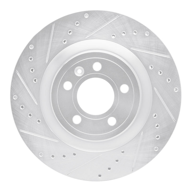 R1 11-14 Ford Mustang Front Left Drilled & Slotted Silver Brake Rotor