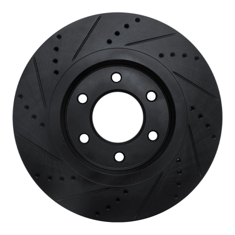 R1 07-24 Infiniti QX80 Front Right Drilled & Slotted Black Brake Rotor