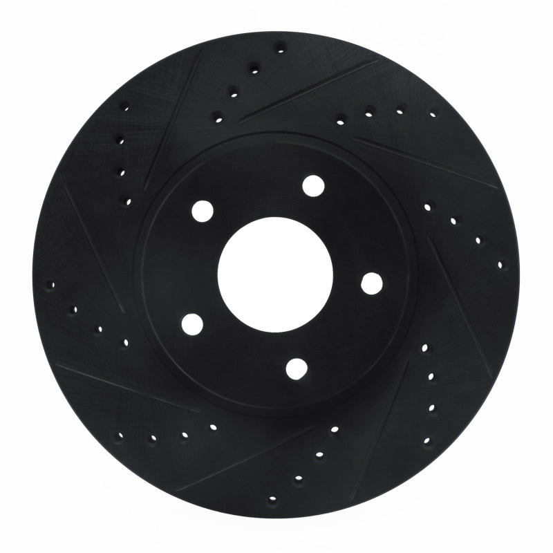 R1 97-01 Infiniti Q45 Front Left Drilled & Slotted Black Brake Rotor