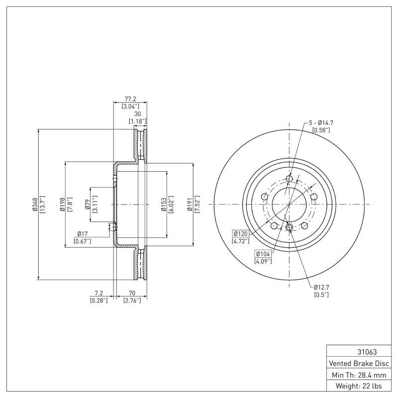 R1 04-10 BMW 650I Coupe Front Brake Rotor