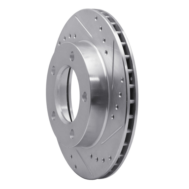 R1 76-86 Jeep CJ5 Front Right Drilled & Slotted Silver Brake Rotor
