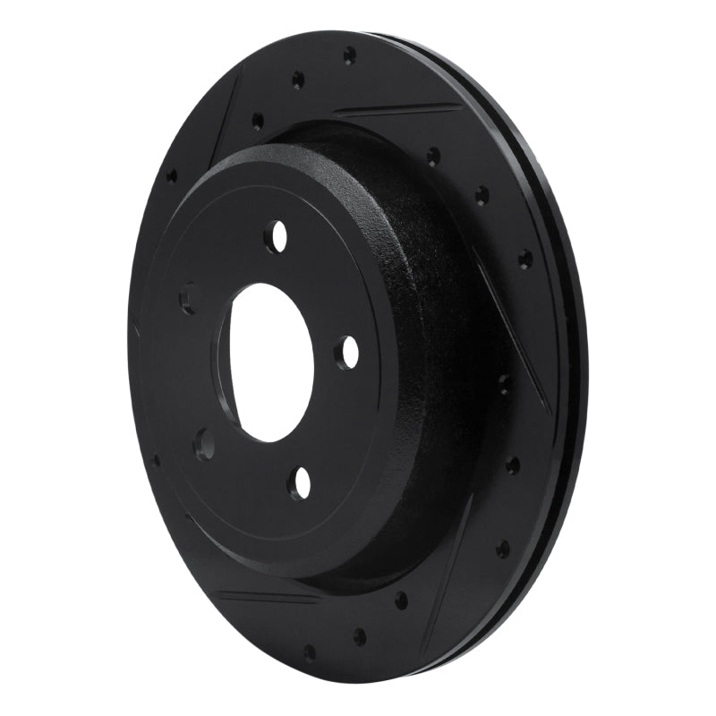 R1 03-11 Ford Crown Victoria Rear Left Drilled & Slotted Black Brake Rotor