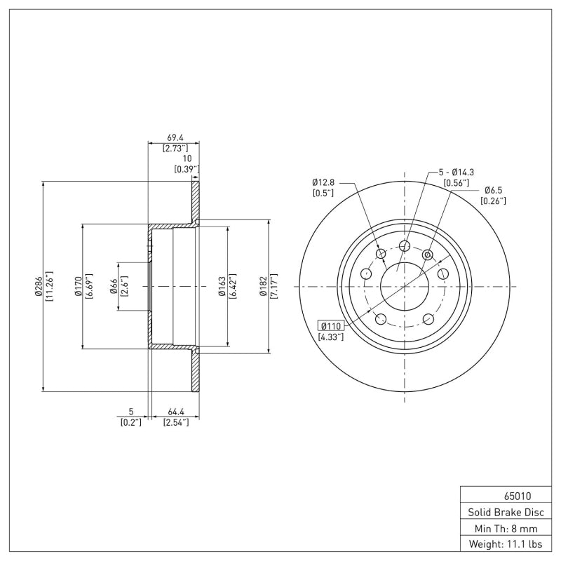 R1 97-08 Chevrolet ASTRA (Mexico) Rear Brake Rotor