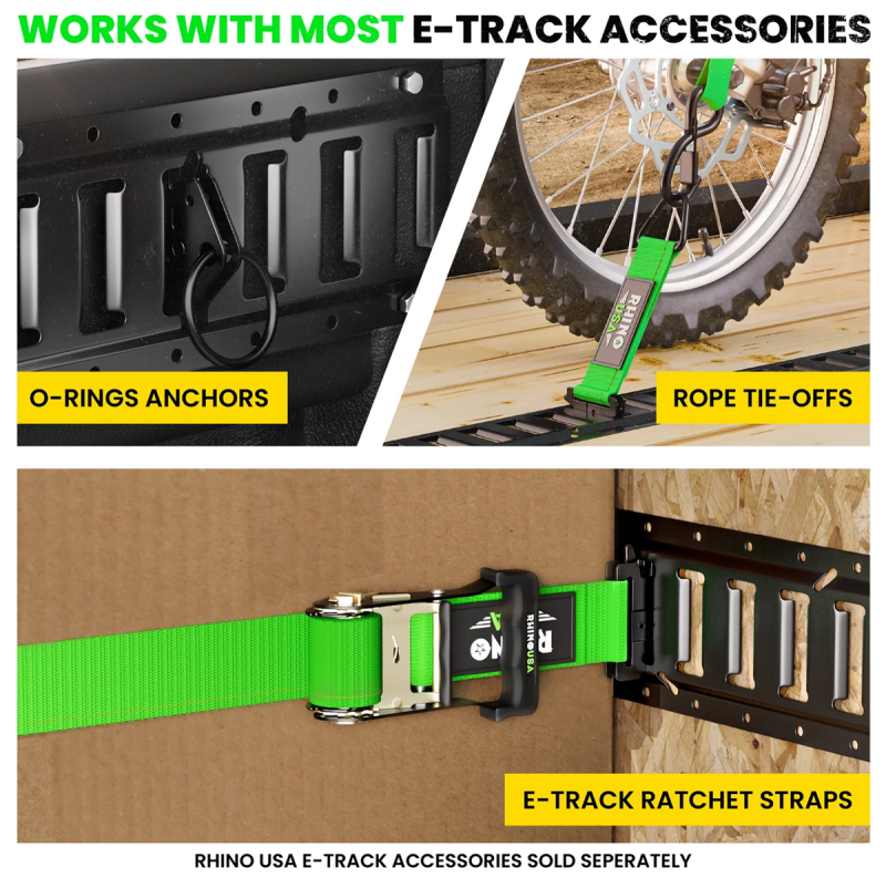Rhino USA 5Ft E-Track Tie-Down Rails, Silver (2 Pack)