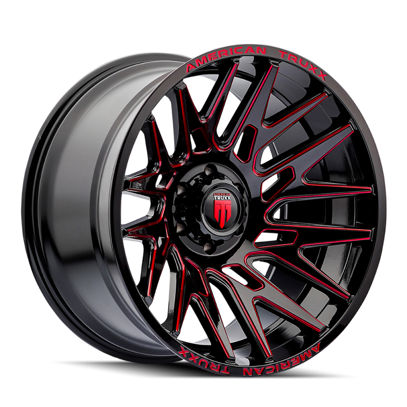 American Truxx AT1919 Evolution 22x12 / 8x170 BP / -44mm OS / 125.2mm Hub Gls Blk Prizm Red Wheel
