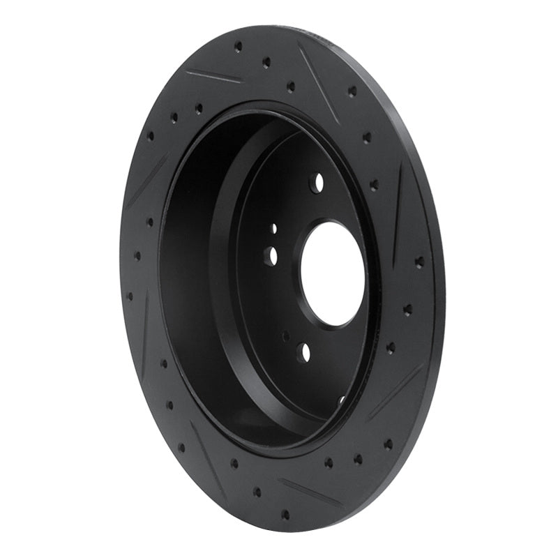 R1 2005-2018 Acura RDX Rear Left Drilled & Slotted Black Brake Rotor