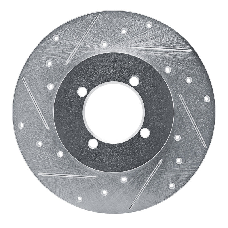 R1 77-80 Nissan 810 Front Left Drilled & Slotted Silver Brake Rotor