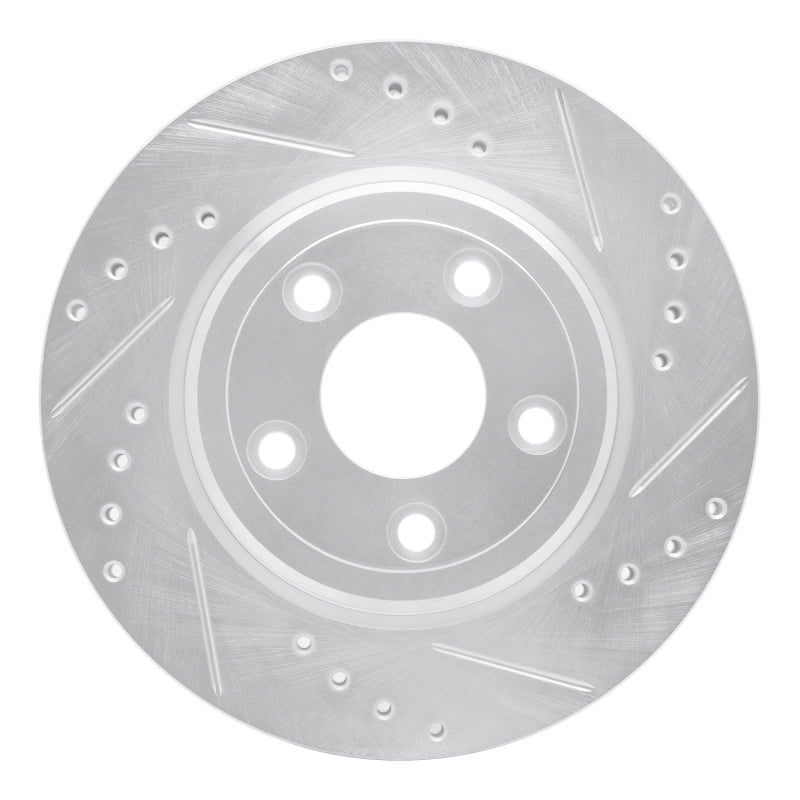 R1 00-06 Ford Thunderbird Rear Right Drilled & Slotted Silver Brake Rotor