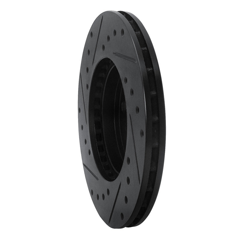 R1 90-91 Toyota Celica Front Right Drilled & Slotted Black Brake Rotor