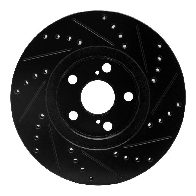 R1 00-10 Pontiac Vibe Front Left Drilled & Slotted Black Brake Rotor