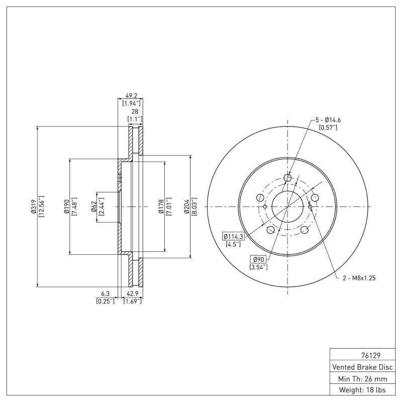 R1 04-09 Lexus RX400h Front Brake Rotor