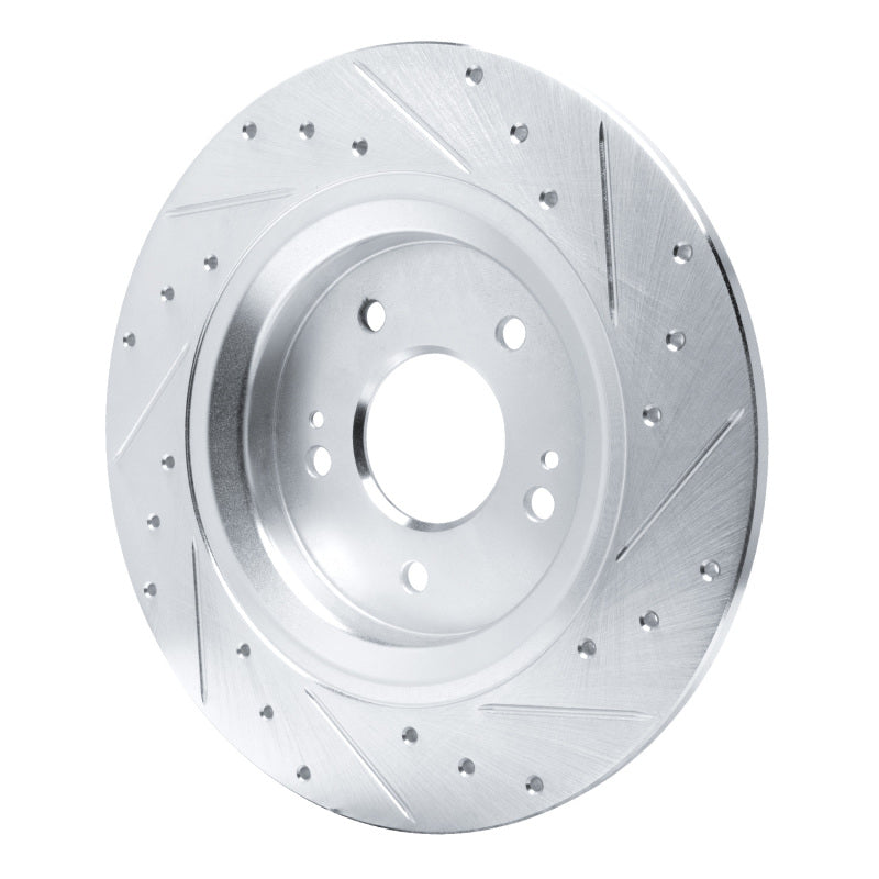 R1 21-25 Hyundai SANTA FE Rear Left Drilled & Slotted Silver Brake Rotor