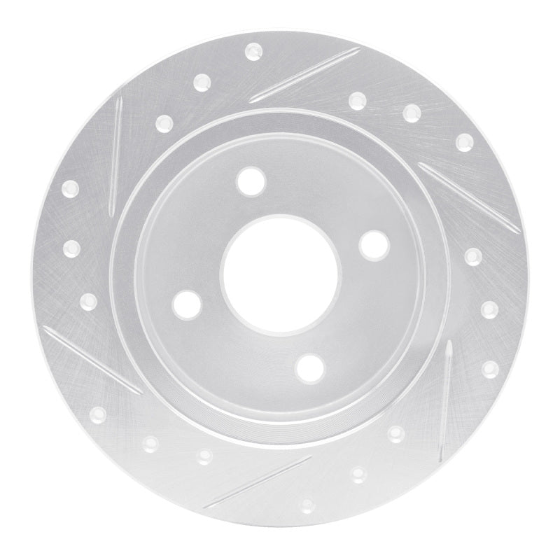 R1 91-98 Saturn SC1 Rear Right Drilled & Slotted Silver Brake Rotor