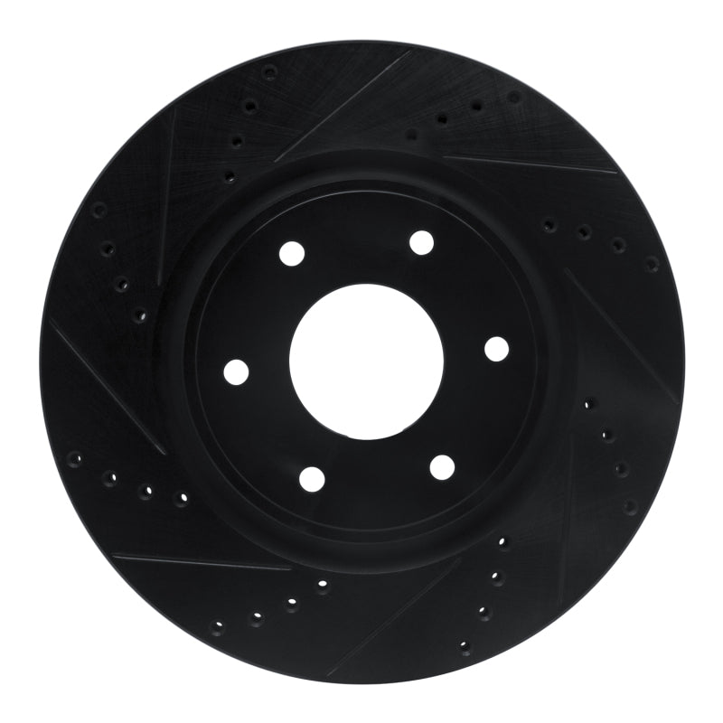 R1 05-07 Infiniti QX56 Front Left Drilled & Slotted Black Brake Rotor