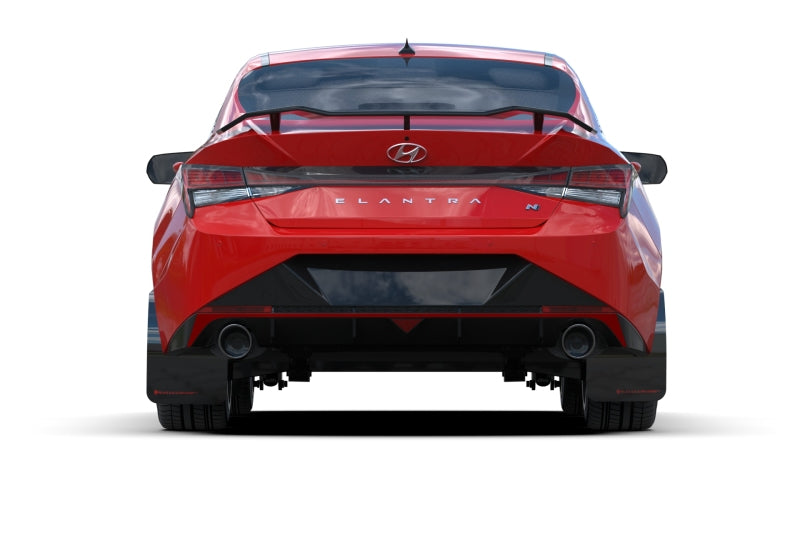 Rally Armor 22-23 Hyundai Elantra N & N Line Black UR Mud Flap w/White Logo