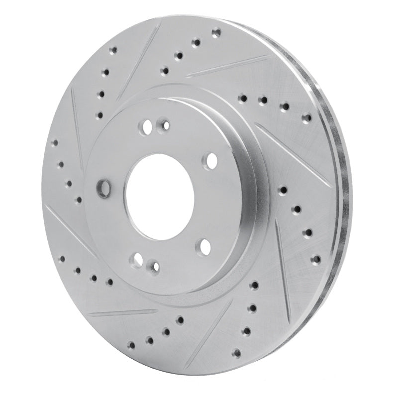 R1 01-06 Hyundai Santa Fe Front Left Drilled & Slotted Silver Brake Rotor