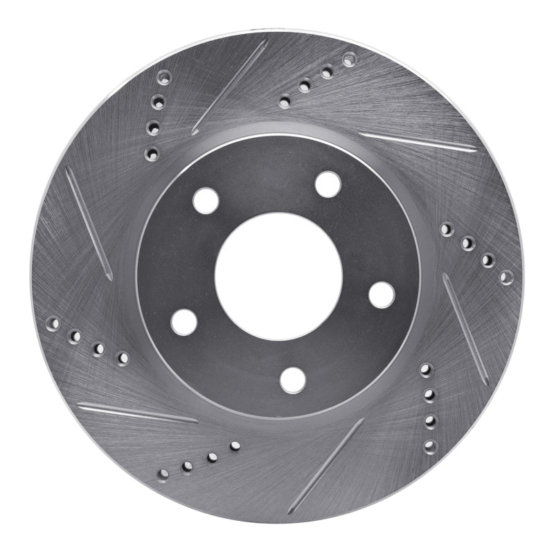 R1 07-17 Dodge CALIBER Front Left Drilled & Slotted Silver Brake Rotor