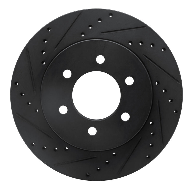 R1 04-08 Ford F-150 4WD Front Left Drilled & Slotted Black Brake Rotor