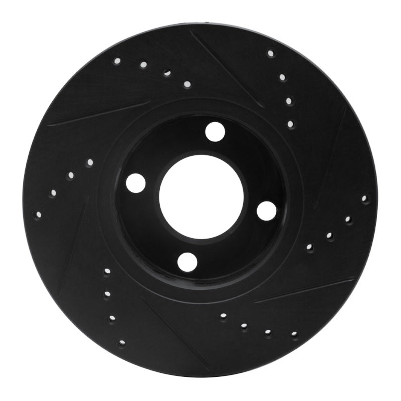 R1 90-98 Audi Cabriolet Front Left Drilled & Slotted Black Brake Rotor