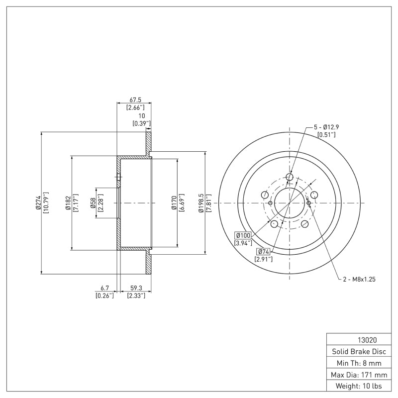R1 05-09 Subaru Legacy Rear Brake Rotor