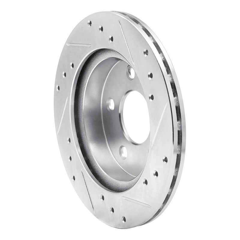 R1 93-98 Ford Thunderbird Rear Left Drilled & Slotted Silver Brake Rotor