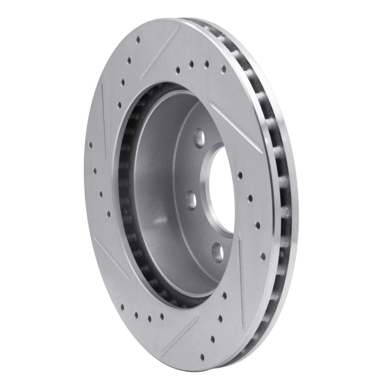R1 97-02 Dodge Dakota 4WD Front Right Drilled & Slotted Silver Brake Rotor