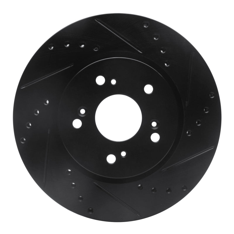 R1 07-16 Acura RDX Front Right Drilled & Slotted Black Brake Rotor