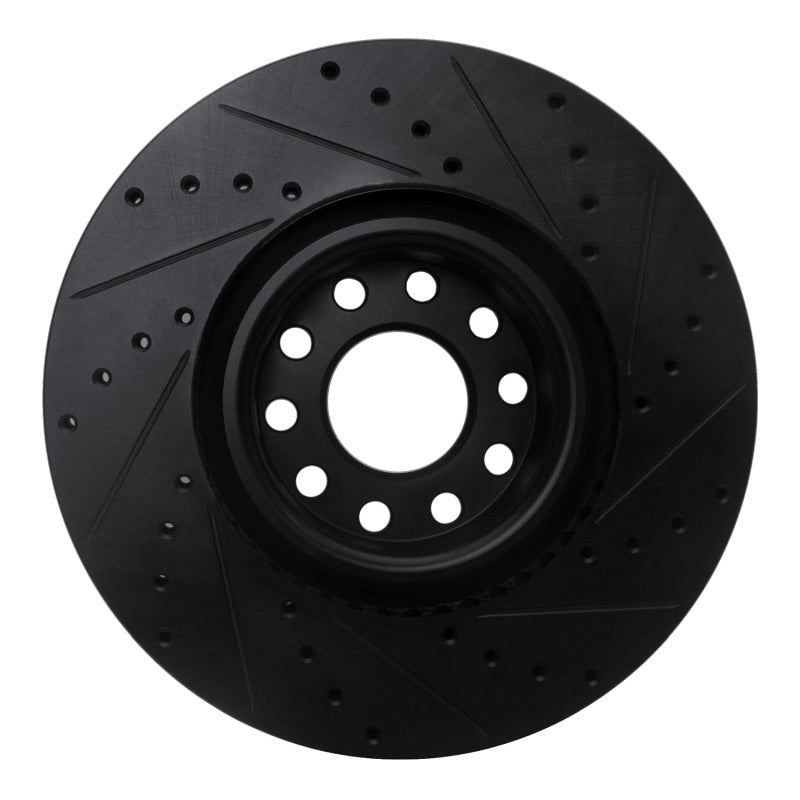 R1 99-04 Audi S6 Front Left Drilled & Slotted Black Brake Rotor