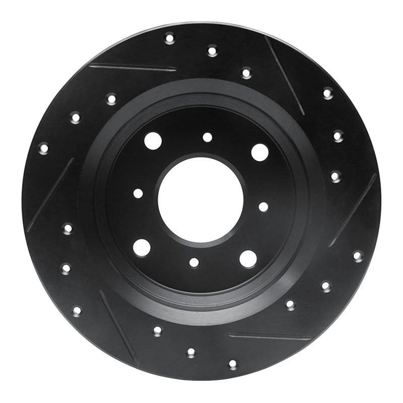 R1 86-96 Acura Legend Rear Left Drilled & Slotted Black Brake Rotor