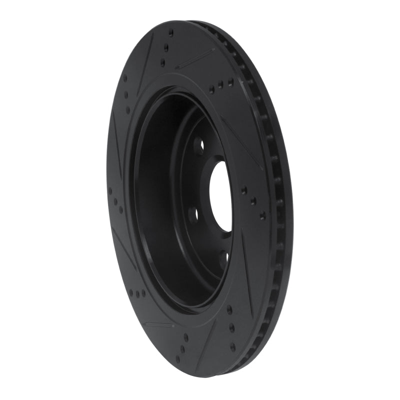 R1 08-17 Chevrolet SS Rear Right Drilled & Slotted Black Brake Rotor