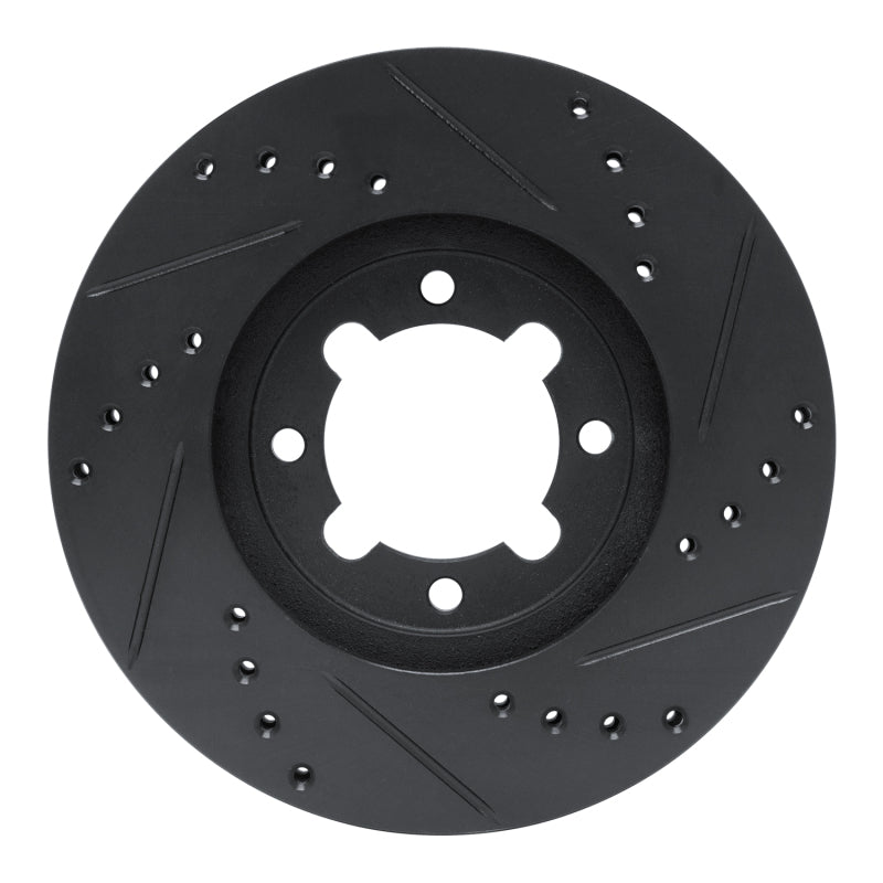 R1 83-84 Toyota Cressida Front Left Drilled & Slotted Black Brake Rotor