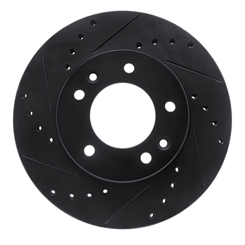 R1 86-91 Mazda RX-7 Front Left Drilled & Slotted Black Brake Rotor