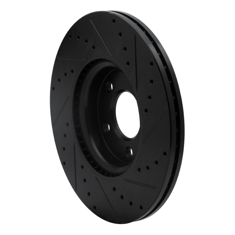 R1 07-13 Mazda 3 Front Left Drilled & Slotted Black Brake Rotor