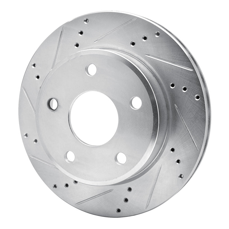 R1 05-11 Dodge Dakota 4WD Front Left Drilled & Slotted Silver Brake Rotor